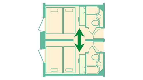 コネクティングルーム2室＋エキストラベッド2台